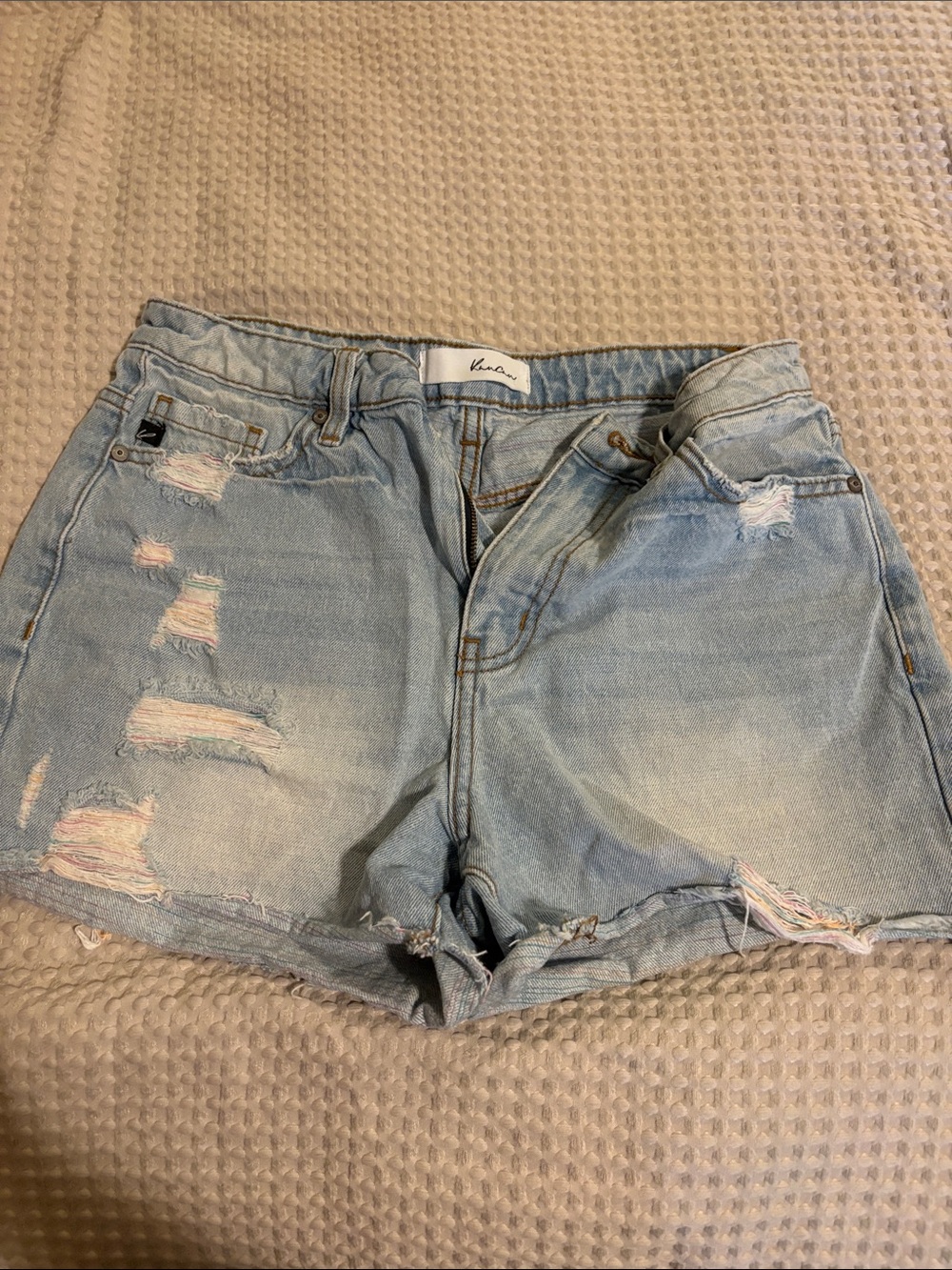 KanCan Light Blue Distressed Denim Shorts